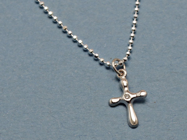 Sterling Silver Cross with Diamond Necklace