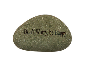 Don't Worry Be Happy Small Carved Beach Stone