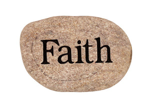 Faith Carved River Stone