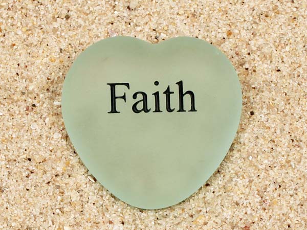 Faith Engraved Sea Glass Heart