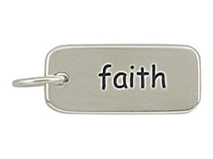 Sterling Silver Faith Word Tag Charm