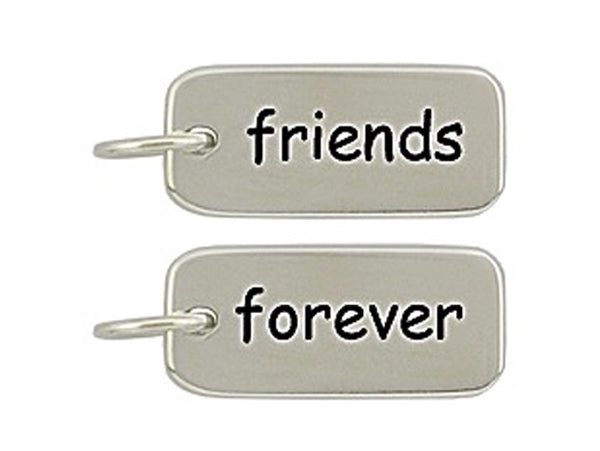 Sterling Silver Friends/Forever Word Tag Charm