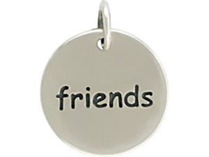 Sterling Silver Friends Round Word Charm
