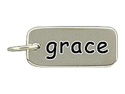 Sterling Silver Grace Word Tag Charm
