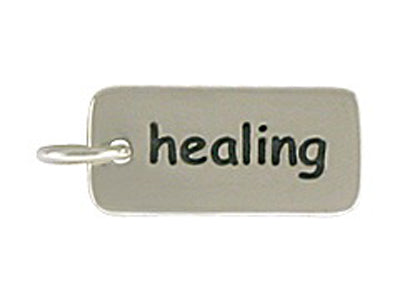 Sterling Silver Healing Word Tag Charm