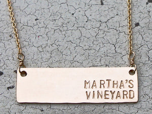 Martha's Vineyard Horizontal Bar Gold Necklace
