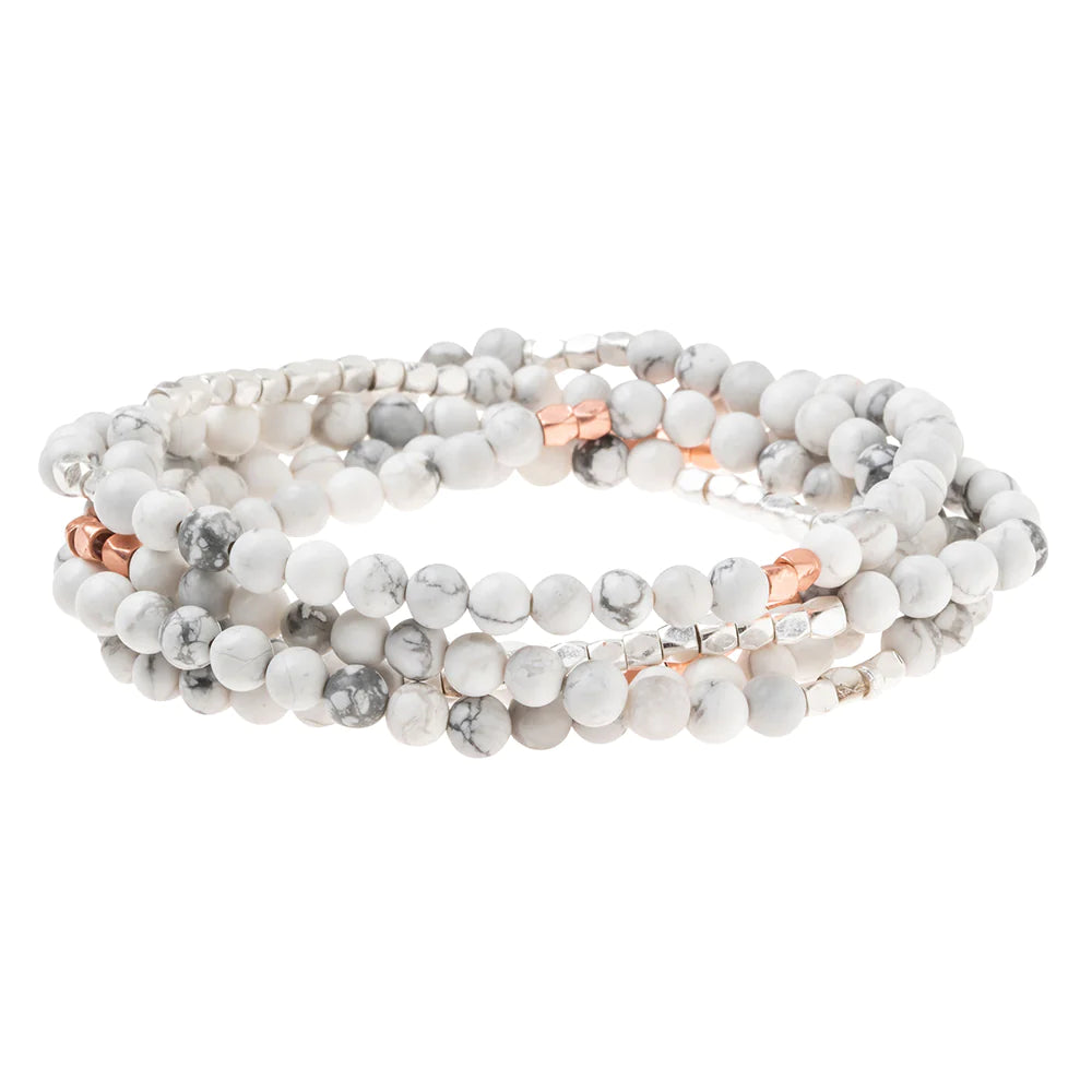 Howlite Gemstone Wrap With Rose Gold and Silver Accents