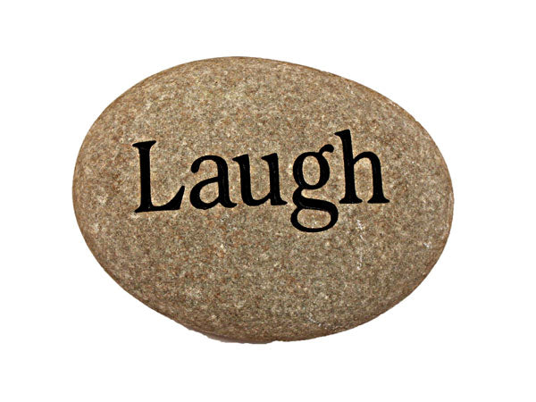Laugh Carved River Stone