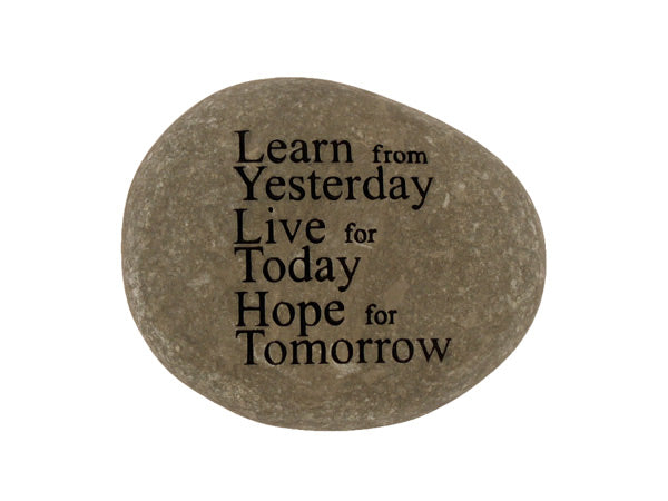Learn From Yesterday Small Carved Beach Stone