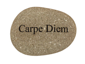 Carpe Diem Carved River Stone
