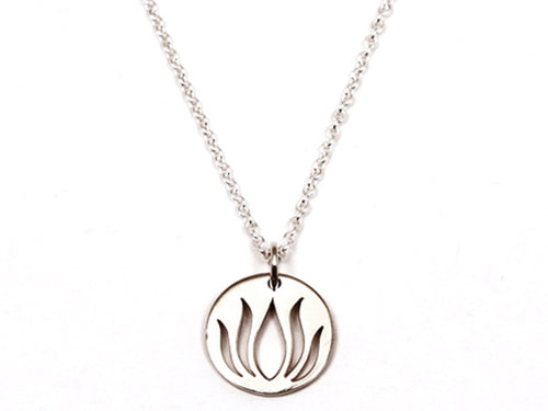 Sterling Silver Round Lotus Necklace