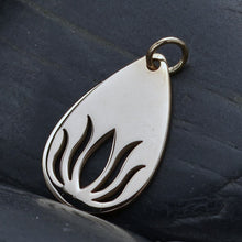 Load image into Gallery viewer, Sterling Silver Teardrop Lotus Charm