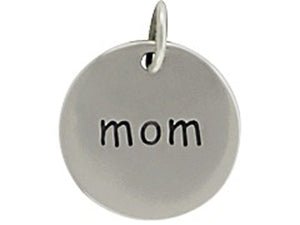 Sterling Silver Mom Round Word Charm