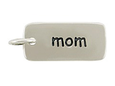 Sterling Silver Mom Word Tag Charm