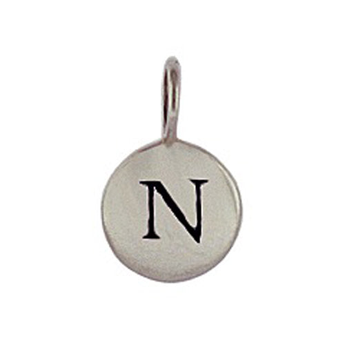 Sterling Silver N Initial Disk Charm