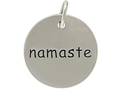 Sterling Silver Namaste Round Word Charm