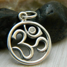 Load image into Gallery viewer, Sterling Silver Om Symbol Charm with Genuine 1 Pt. Diamond