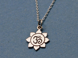 Sterling Silver Small Om Lotus Necklace