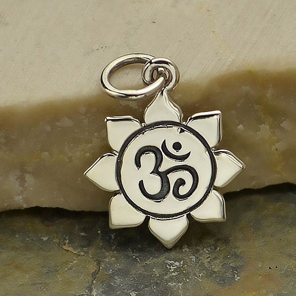 Sterling Silver Small Om Lotus Charm