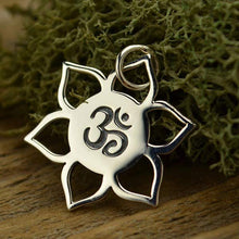 Load image into Gallery viewer, Sterling Silver Om Lotus Charm
