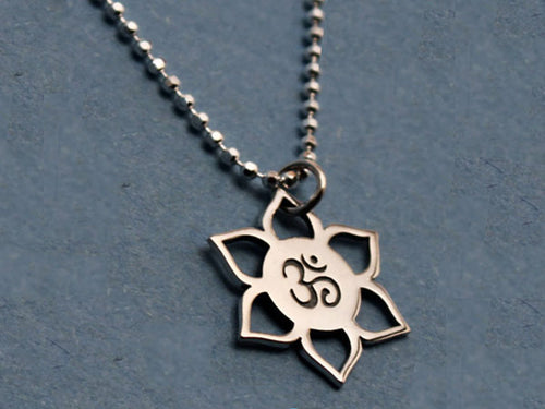 Sterling Silver Om Lotus Necklace