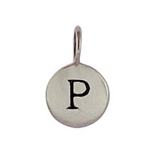Load image into Gallery viewer, Sterling Silver P Initial Disk Charm