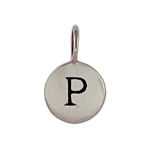 Sterling Silver P Initial Disk Charm