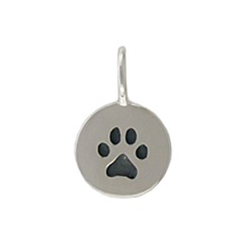 Sterling Silver Paw Disk Charm