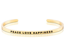 Load image into Gallery viewer, Peace Love Happiness Mantraband Cuff Bracelet