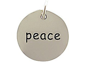 Sterling Silver Peace Round Word Charm