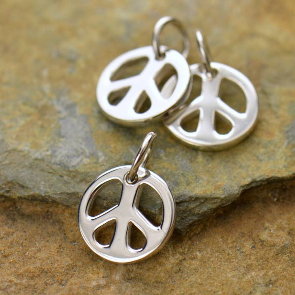 Sterling Silver Tiny Peace Symbol Charm
