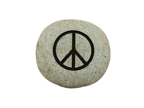 Peace Symbol Small Carved Beach Stone