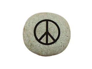 Peace Symbol Small Carved Beach Stone