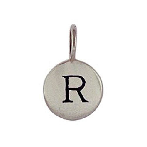 Sterling Silver R Initial Disk Charm