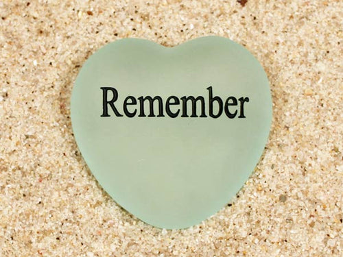 Remember Engraved Sea Glass Heart