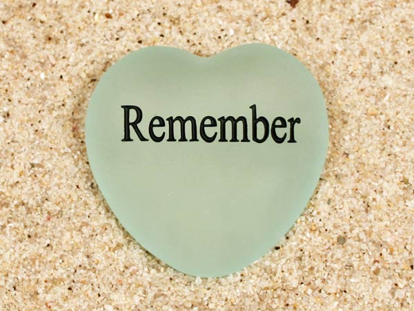 Remember Engraved Sea Glass Heart