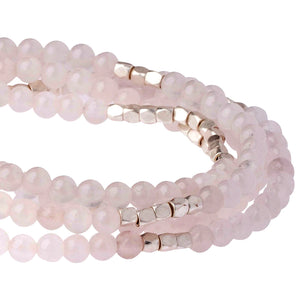 Rose Quartz Gemstone Wrap With Silver Accents