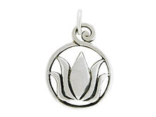 Load image into Gallery viewer, Sterling Silver Round Lotus Charm
