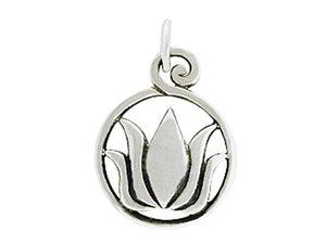 Sterling Silver Round Lotus Charm