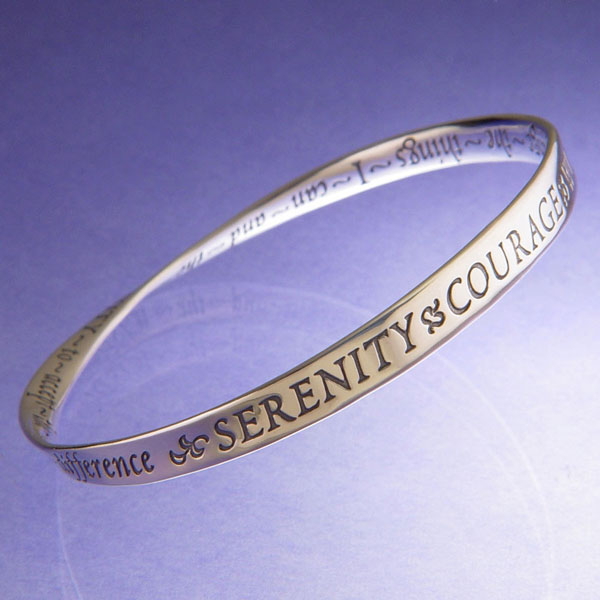 Sterling Silver Serenity Prayer Mobius Bracelet