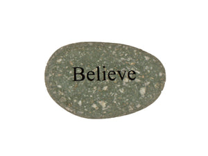 Believe Small Carved Beach Stone