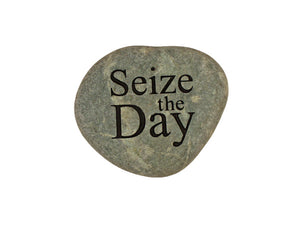 Seize The Day Small Carved Beach Stone