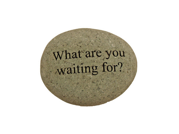 What Are You Waiting For? Small Carved Beach Stone