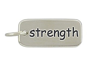 Sterling Silver Strength Word Tag Charm