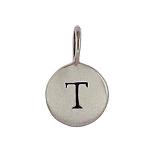 Sterling Silver T Initial Disk Charm