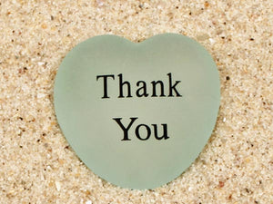 Thank You Engraved Sea Glass Heart