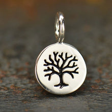 Load image into Gallery viewer, Sterling Silver Tiny Tree Disk Charm