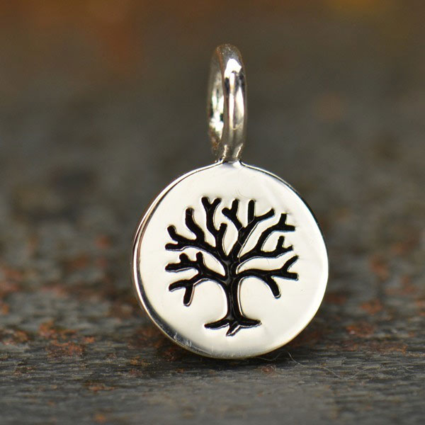 Sterling Silver Tiny Tree Disk Charm