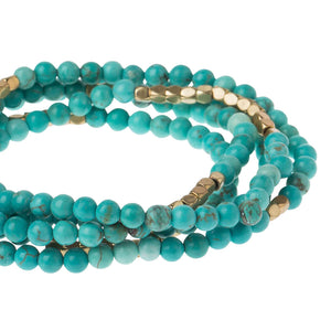 Turquoise Gemstone Wrap With Gold Accents