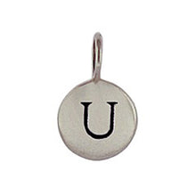 Load image into Gallery viewer, Sterling Silver U Initial Disk Charm